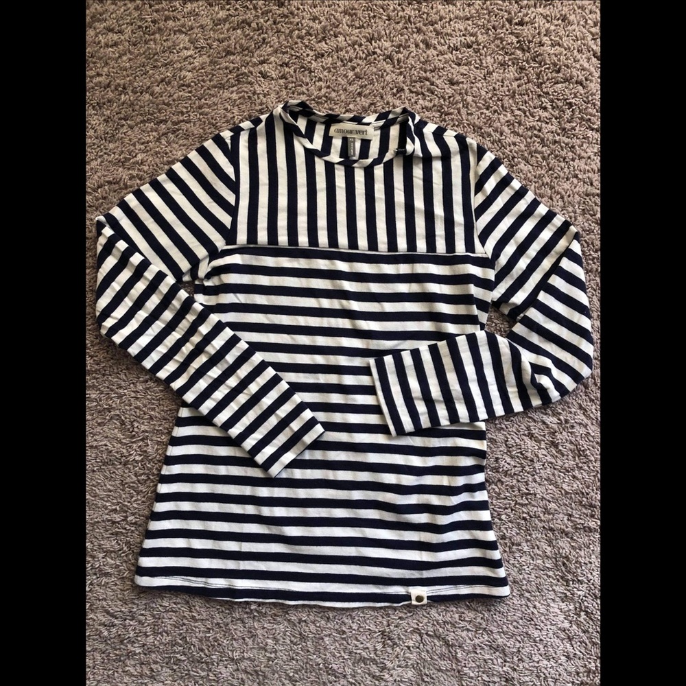 Navy and White Tee